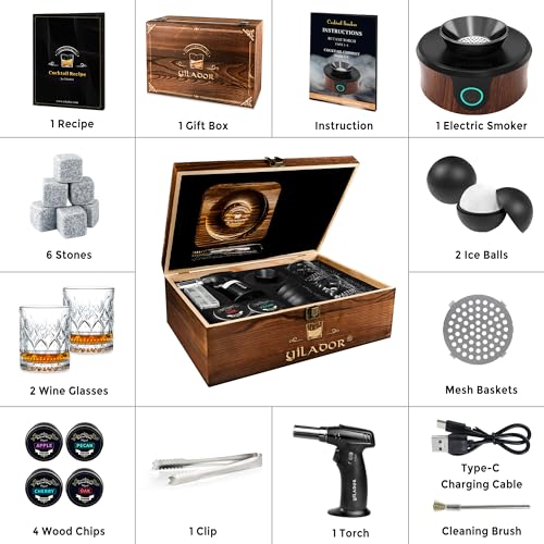 Electric Whiskey Smoker Kit with Torch (Premium Whisky Smoker Kit (Best Gift Choice))