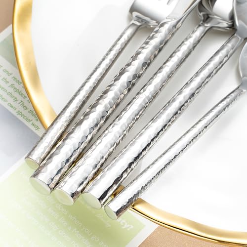 Hammered Silverware Set (Hammered Silver 20 pcs)