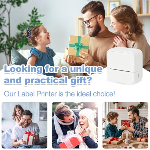 Sticker Printer with 4 Roll Paper Portable Thermal Inkless Printer (White)