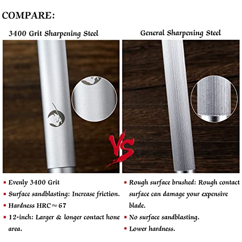 Honing Steel Knife Sharpener Steel Flat 12 IN Rod for Kitchen Knife
