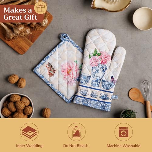 Pot Holders 100% Cotton Potholders (017 - Canton / 8" x 8" (Pot Holder Pack of 2))