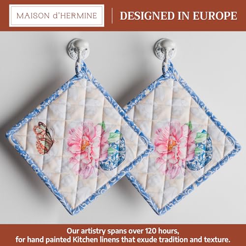 Pot Holders 100% Cotton Potholders (017 - Canton / 8" x 8" (Pot Holder Pack of 2))