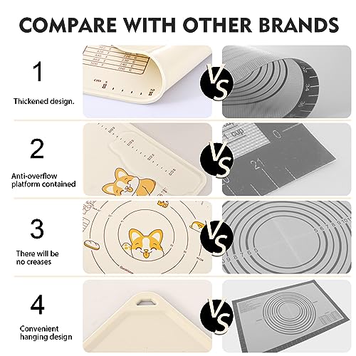 Silicone Baking Mat Sheet and Pastry Dough Cutter (Creamy white / 32"L x 24"W)