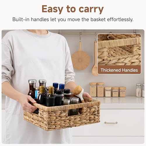 Water Hyacinth Pantry Baskets for Organizing (Natural (Water Hyacinth) / 13"L x 10¼"W x 4¾"H)