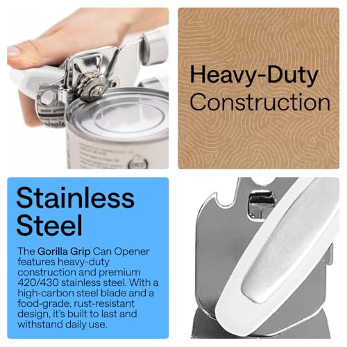 Upgraded Model Stainless Steel Manual Can Opener (White)