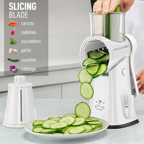Rotary Cheese Grater Manual Hand Crank 5 Blade Shredder