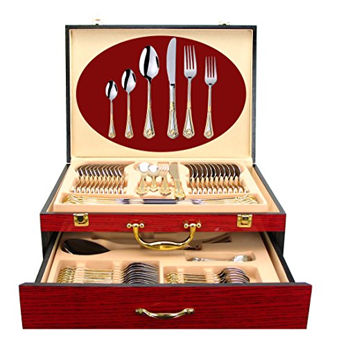 75 Pc Luxury Flatware Set for 12 w (Seashel)
