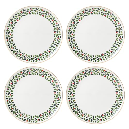 Evergreen Porcelain Christmas Dinner Plate Set for 4 (Dinner Plates, Set of 4)