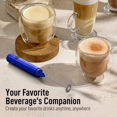 Zulay Froth N Go Milk Frother (Fusion Royal Blue / Rechargeable Frother)