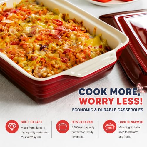 4.5 Quart Ceramic Casserole Dish with Lid