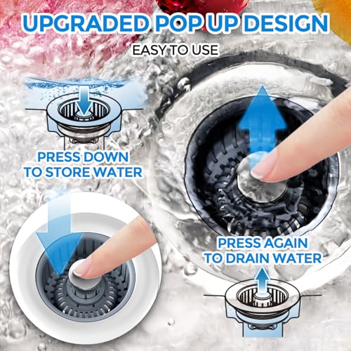 3 in 1 Kitchen Sink Stopper Strainer Basket Pop