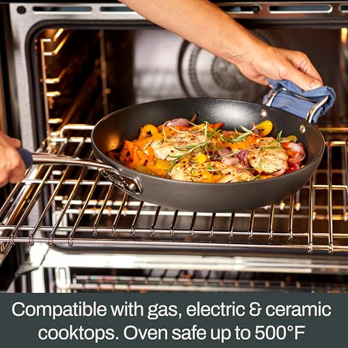 Essentials Hard Anodized Nonstick Cookware Set 10 Piece Oven Safe 350F Pots and Pans Black (10-Piece Set)