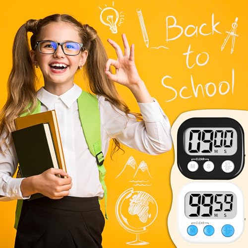 Digital Kitchen Timers for Cooking Kids Black White 6 Pack (Black & White)
