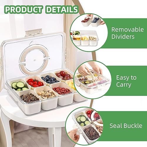 Snackle Box Snack Container Tray with Lid (8 Compartments / White)