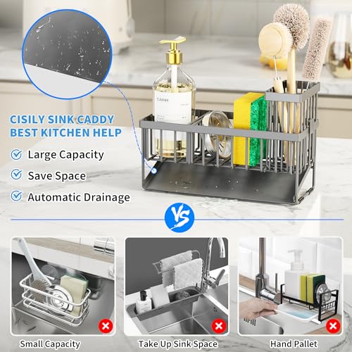 Sink Caddy Organzier with High Brush Holder