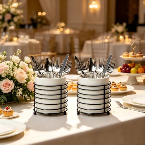 Durable Knife Fork Holder for Kitchen Countertop (L / White Black)