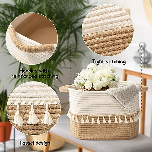 Woven Storage Bin Set of 3 (White & Jute / 3 Pack)