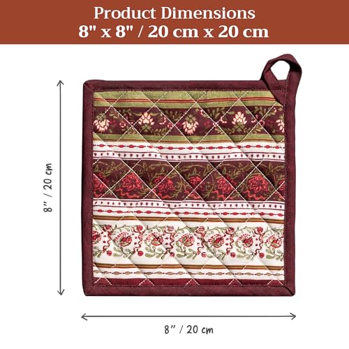 Pot Holders 100% Cotton Potholders (051 - Reveillon Au Jardin / 8" x 8" (Pot Holder Pack of 1))