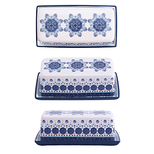Blue Talavera Ceramic Butter Dish with Lid