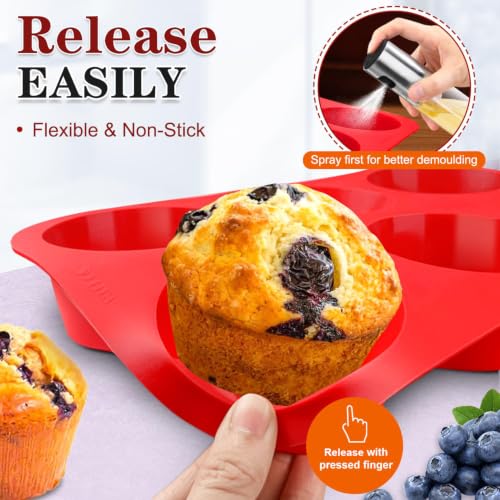Silicone Texas Muffin Pan Set (2 Pcs: 6 Cups, Jumbo)