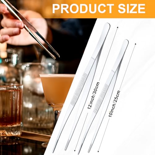 4 Packs 12 Inch 10 Inch Bar Tweezers Silver Cocktail Tongs Kitchen
