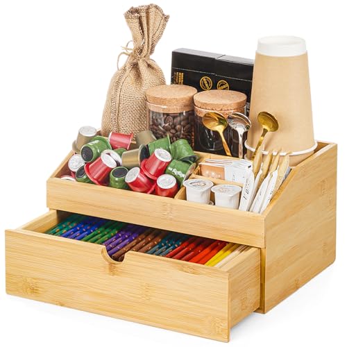 Coffee Bar Organizer Countertop with Drawer