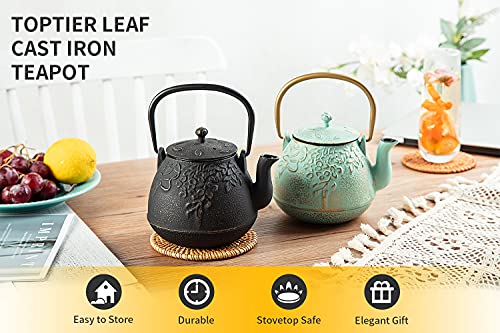 Tea Kettle TOPTIER Japanese Cast Iron Tea Pot for Stove Top (1 Quarts / Black)