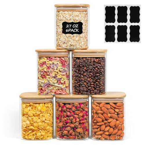Glass Jars with Bamboo Lids 0.8 Qt (6 Count)