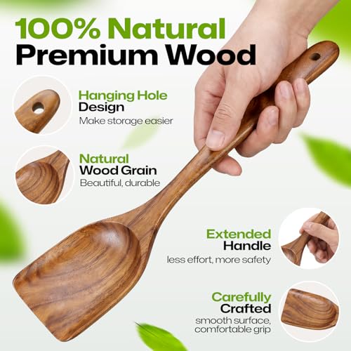 2 Piece Teak Wooden Spatula Set