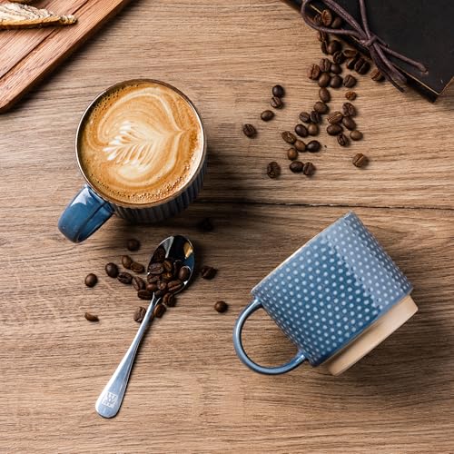 12 OZ Stackable Coffee Mugs Set of 4 (Moonlight Blue / 12oz (With Stand))