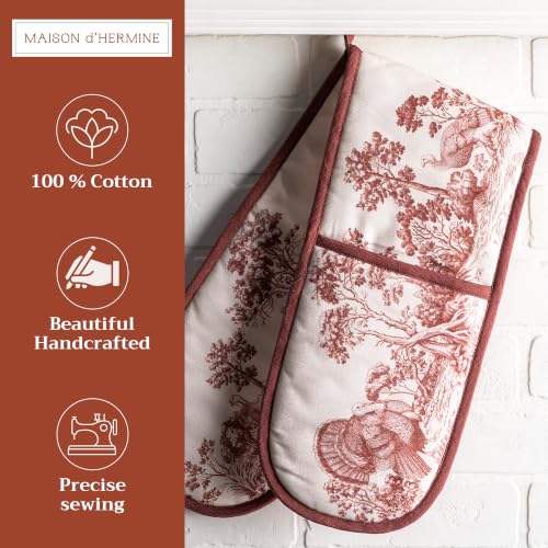 Double Oven Mitts 100% Cotton Double Oven Glove (098 - Holy Jouy - Brown / 7" x 35" (Double Oven Mitt))