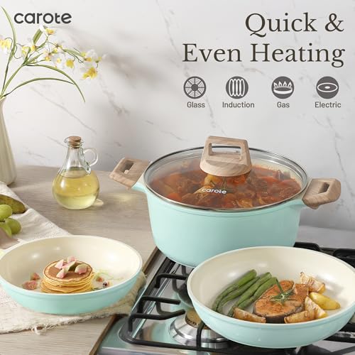 21pcs Ceramic Cookware Sets (Cerulean / 21 Piece)
