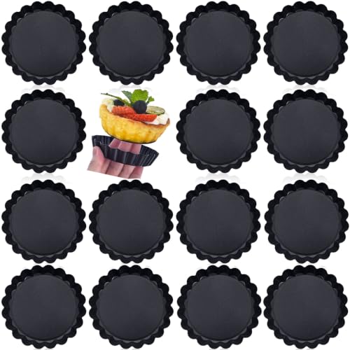 Mini Tart Pans 4 Inch with Removable Bottom Quiche Pans 16PACKS (4-inch X 0.76-inch)