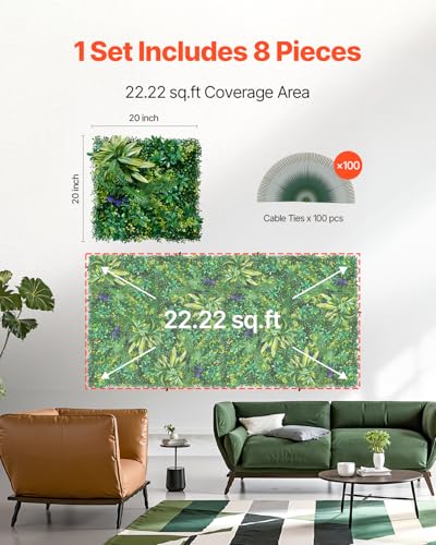 Artificial Grass Wall Panels (Mixed Leaf / 20*20IN 8P)