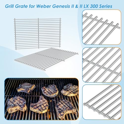 66802 18.75" Grill Grates for Weber GS4 Genesis II 300 Genesis II LX 300 Series (18 3/4" x 13 1/4"SS)