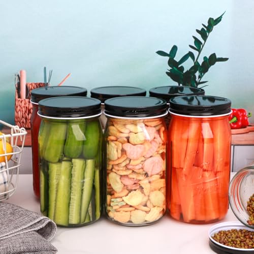 Wide Mouth Mason Jars 32 oz 12 Pack (32oz - Jar Lettering)