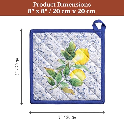 Pot Holders 100% Cotton Potholders (030 - Citrus / 8" x 8" (Pot Holder Pack of 2))