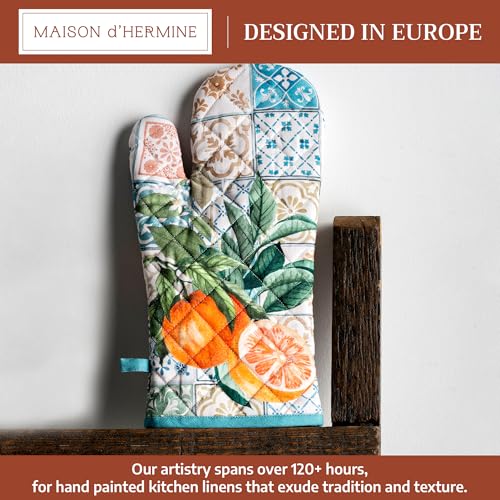 Maison d'Hermine Oven Gloves 100% Cotton Oven Mitt (010 - Agrume / 7.5" x 13" (Oven Mitt))
