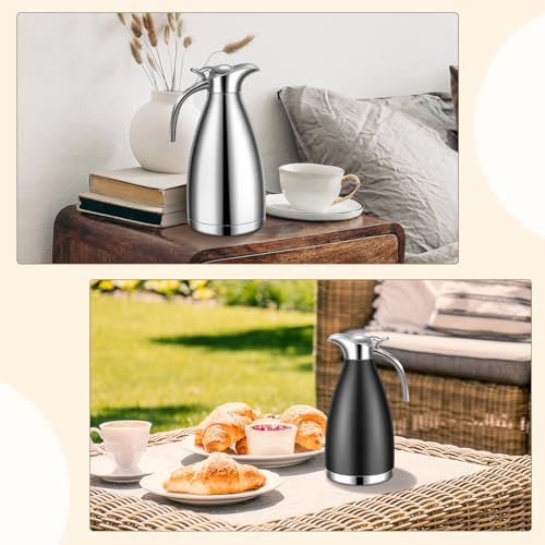2 Pcs 68oz Thermal Coffee Carafe for Keeping Hot (Black, Silver)