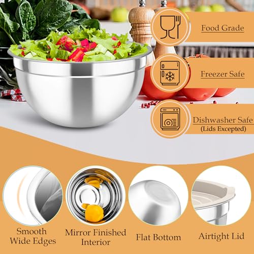 Mixing Bowls Stainless Steel Nesting Salad Bowls Set (6 Count)