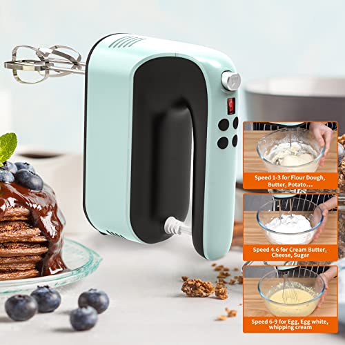 9 Speed Digital Hand Mixer Electric (Ice Blue/Black)