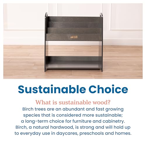 3 Shelf Floor Book Display with Handles and Storage (Grey Wash)