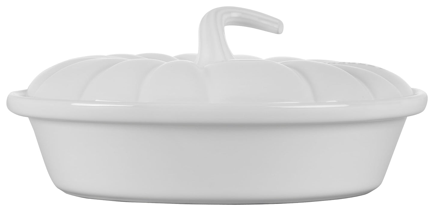 Stoneware Figural Pumpkin Baker with Lid (White)