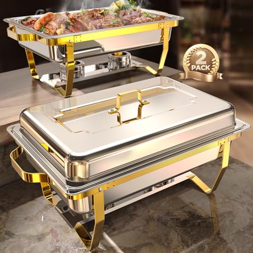 Chafing Dishes for Buffet 2 Pack (2 PACK / Gold)