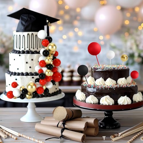 48 Pcs Balls Cake Topper Decorations Balloon Cupcake Toppers Foam Cake Topper Balls Cake Balls Decorations for Birthday Party Wedding Cake Decorating (48 Count)