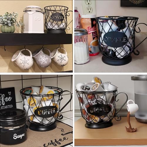 K Cup Holder Coffee Pod Holders for 35 Kcups Keurig Storage Organizer Coffee Bar Accessories for Counter (Matte Black / Medium for 35 kcups)