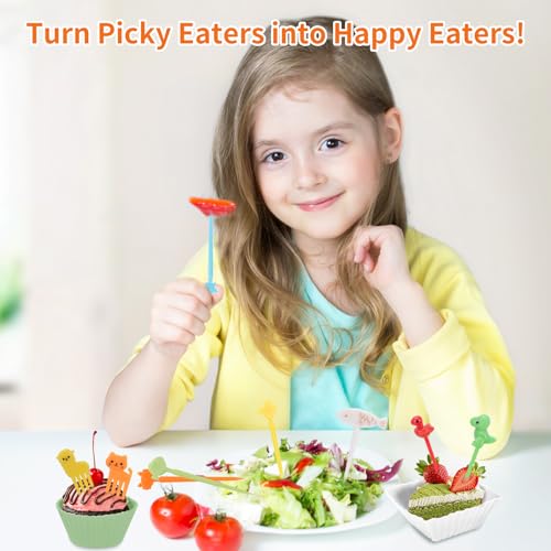 60PCS Silicone Lunch Box Dividers (Soft Color(20 Liners + 40 Picks))