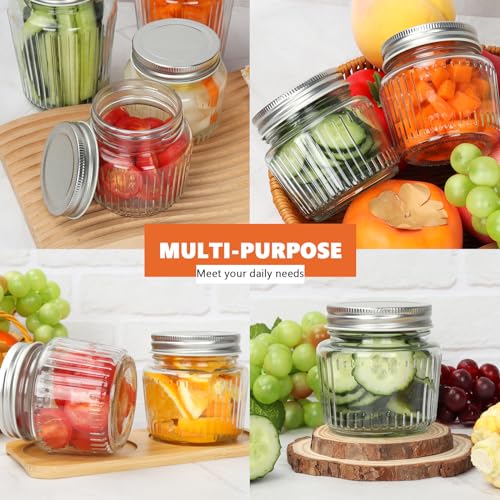 Glass Mason Jars with Lids (Vintage 8oz 6pack)