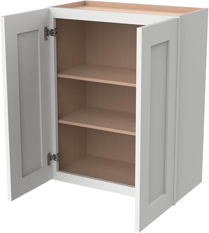 Wall-Mounted Cabinet – Solid Wood Shaker Style Medicine Cabinet with Adjustable Shelves & Soft-Close Doors for Bathroom, Kitchen, and Office Storage (Origami White, 36" W x 12" D x 36" H)