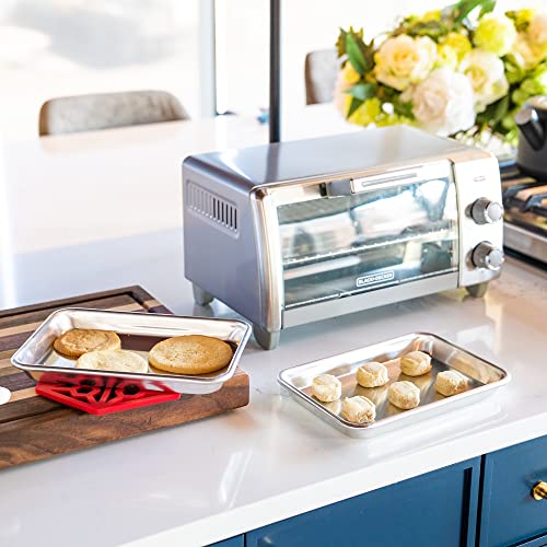Toaster Oven Pan Nonstick Aluminum Small Tray Set of 2 (9.5" x 6.5" (1/8 Sheet Pans) - 2 PCS)